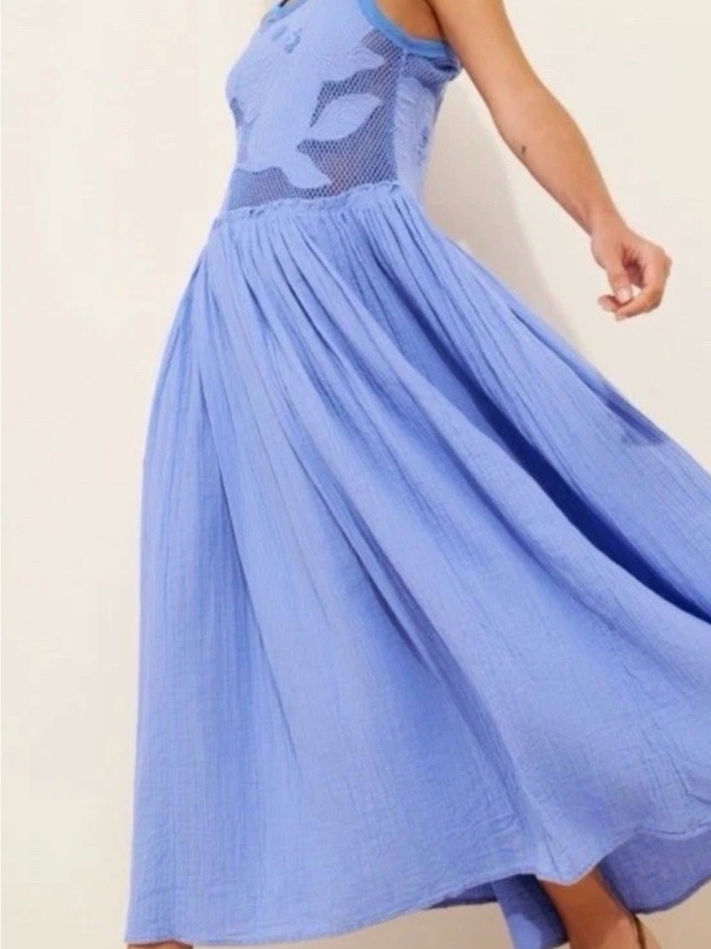 Free People Periwinkle Blue Maxi Dress with Crochet Bodice - Picture 2 of 4